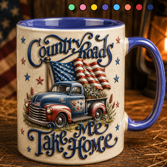 Country Roads Take Me Home – Patriotic Vintage Truck Accent Mug