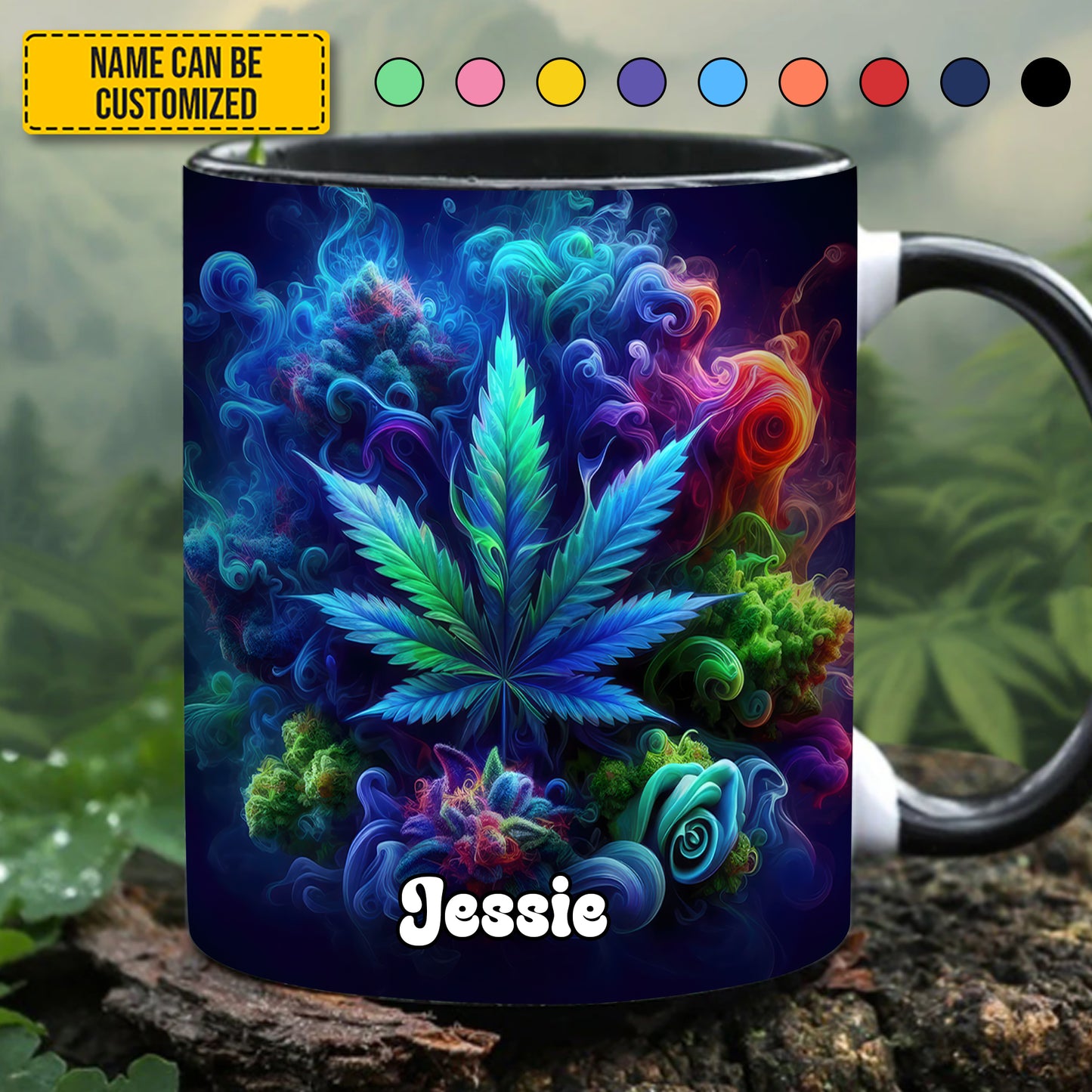 Personalized Colorful Smoke & Weed Accent Mug