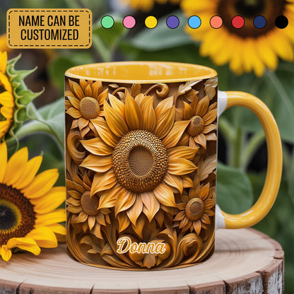 Personalized Sunflower Accent Mug
