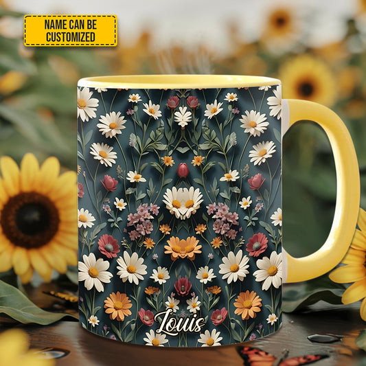 Beautiful Floral - Personalized Flowers Accent Mug