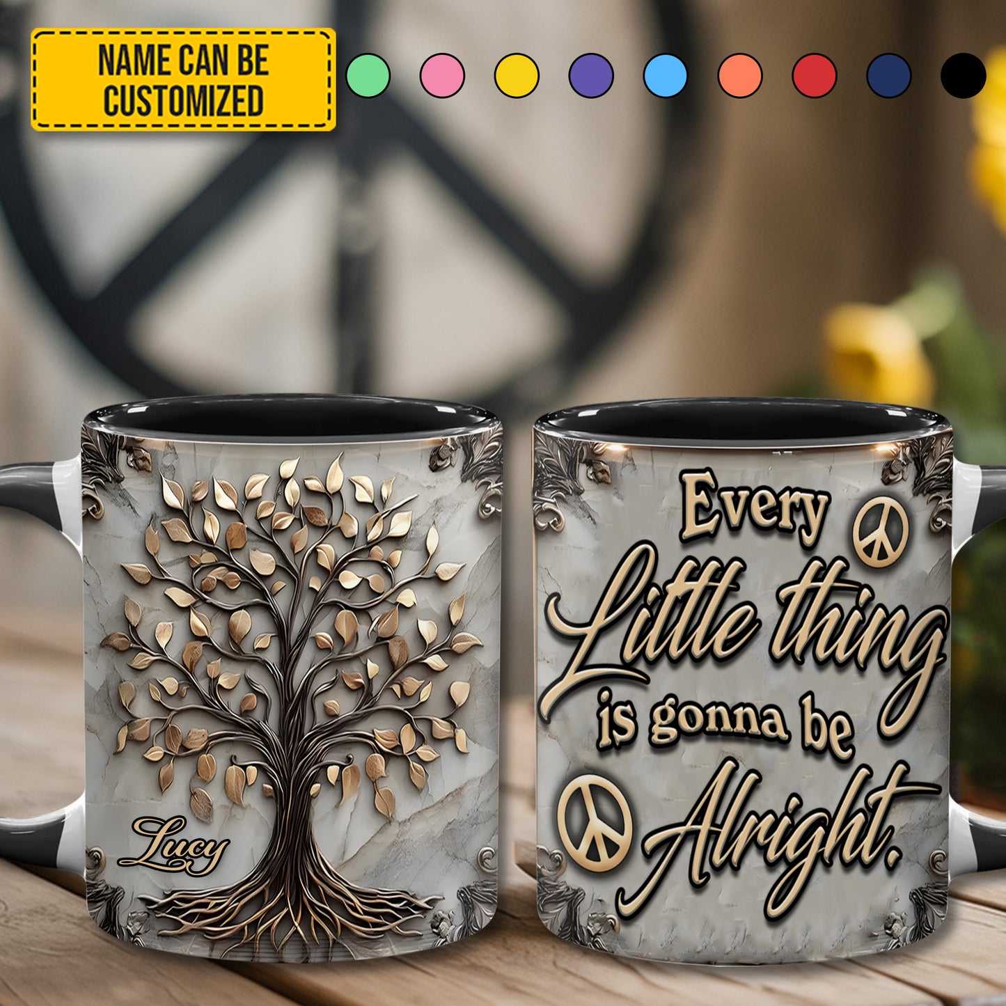 Tree Of Life Every Little Thing - Personalized Hippie Accent Mug