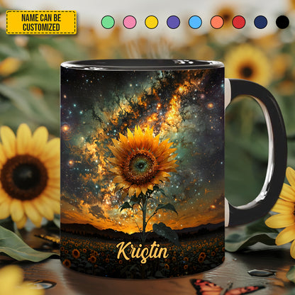 Sunflower In Night - Personalized Sunflower Accent Mug