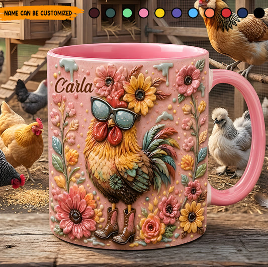 Chicken Floral- Personalized Chicken Accent Mug