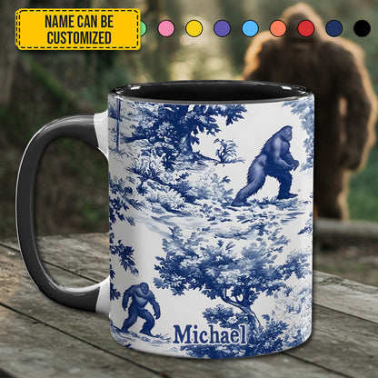 Bigfoot Sasquatch Print Forest Toile Funny - Personalized Accent Mug