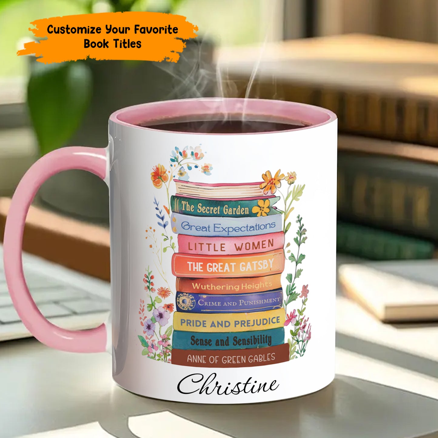 Book Lover’s Stack – Personalized Book Accent Mug