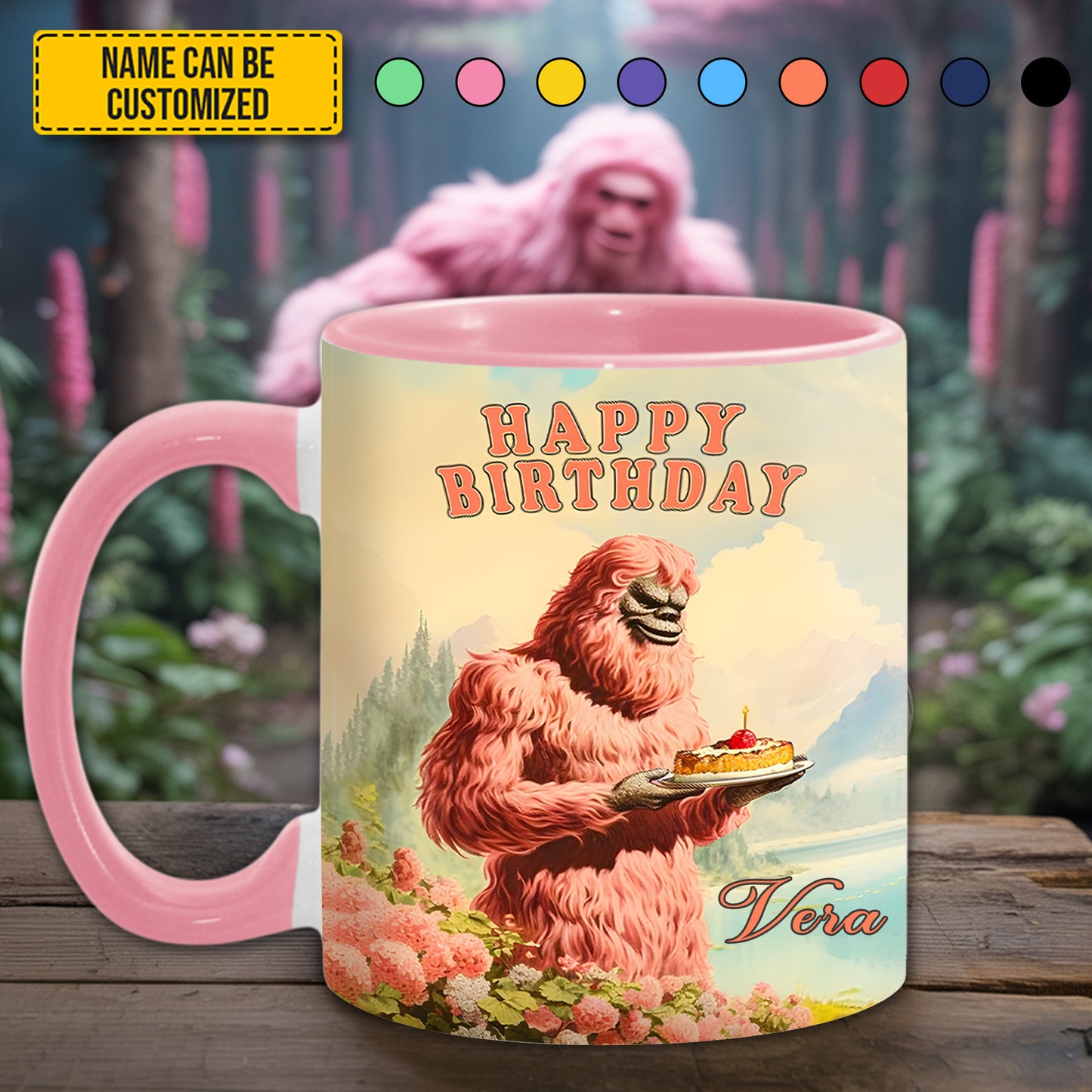 BigFoot Happy Birthday Lovers – Personalized Bigfoot Accent Mug