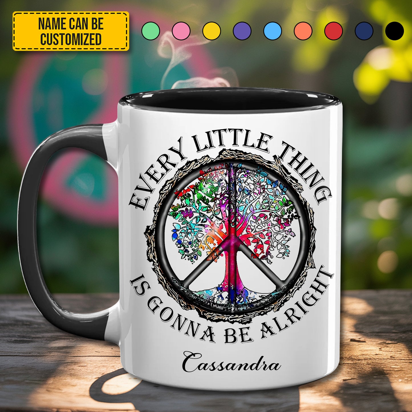 Every Little Thing Is Gonna Be Alright  - Personalized Hippie Accent Mug