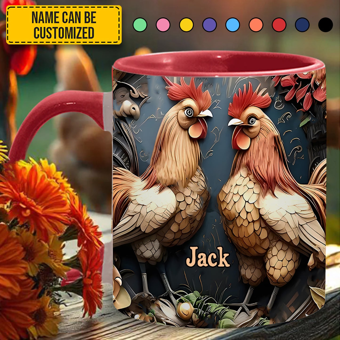Chicken Accent Mug - Personalized Accent Mug