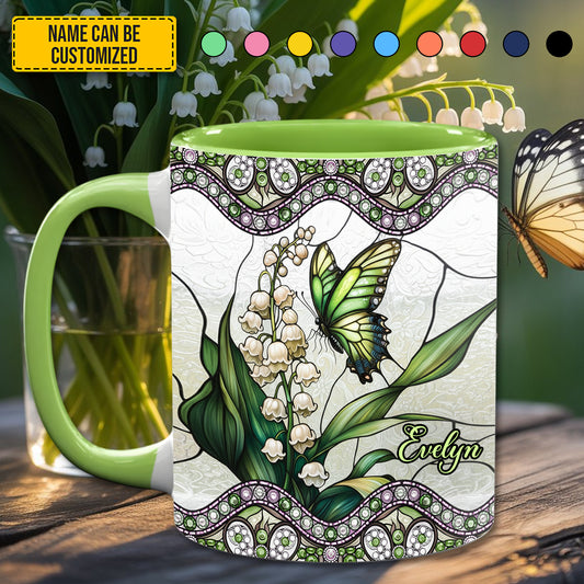 Butterfly & Lily Of Valley - Personalized Accent Mug