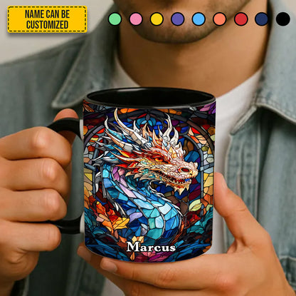 Personalized Stained Glass Dragon Accent Mug