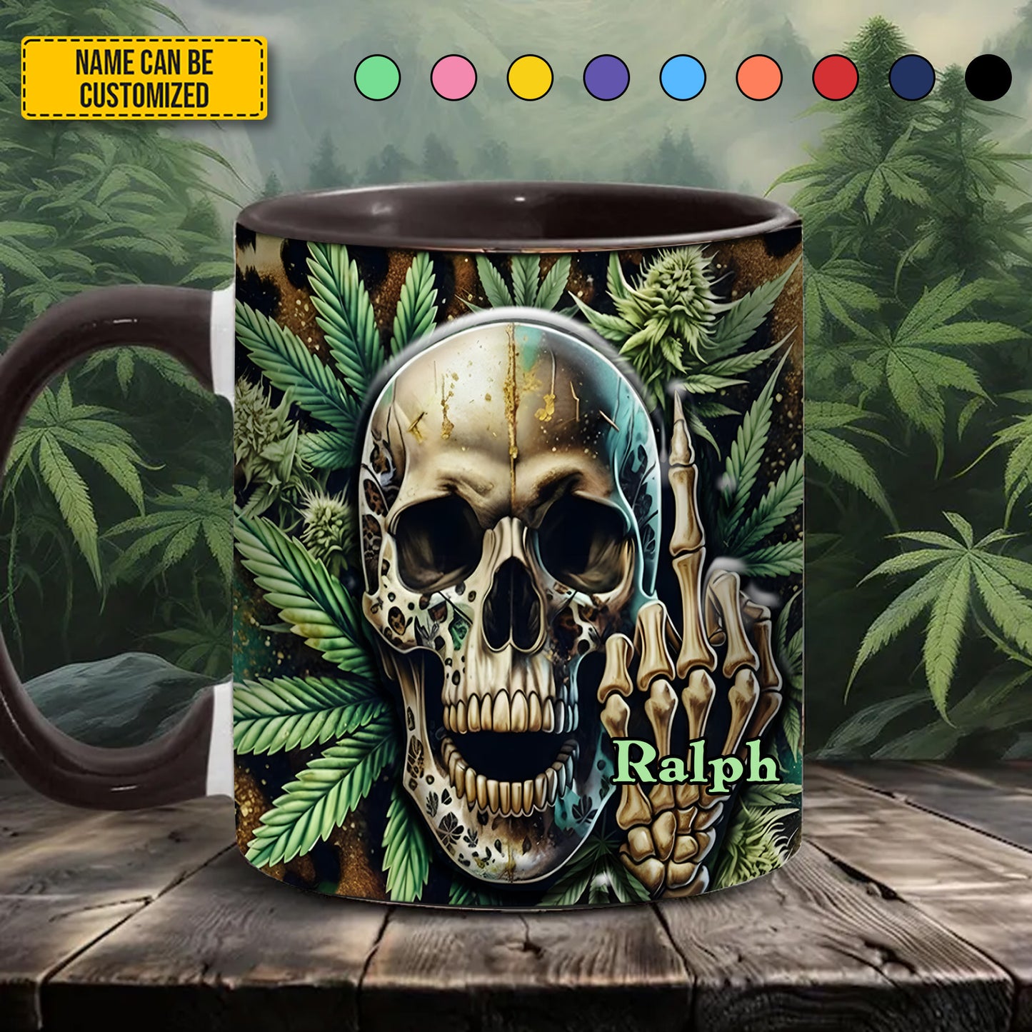 Weed Skull Accent mug - Personalized Accent Mug