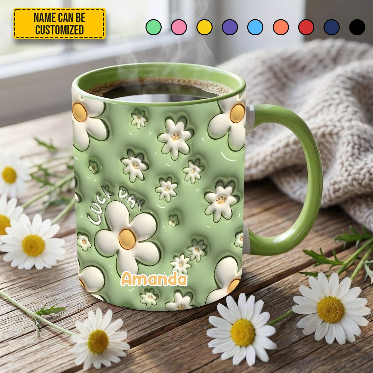 Daisy  Flower - Personalized Flower Accent Mug