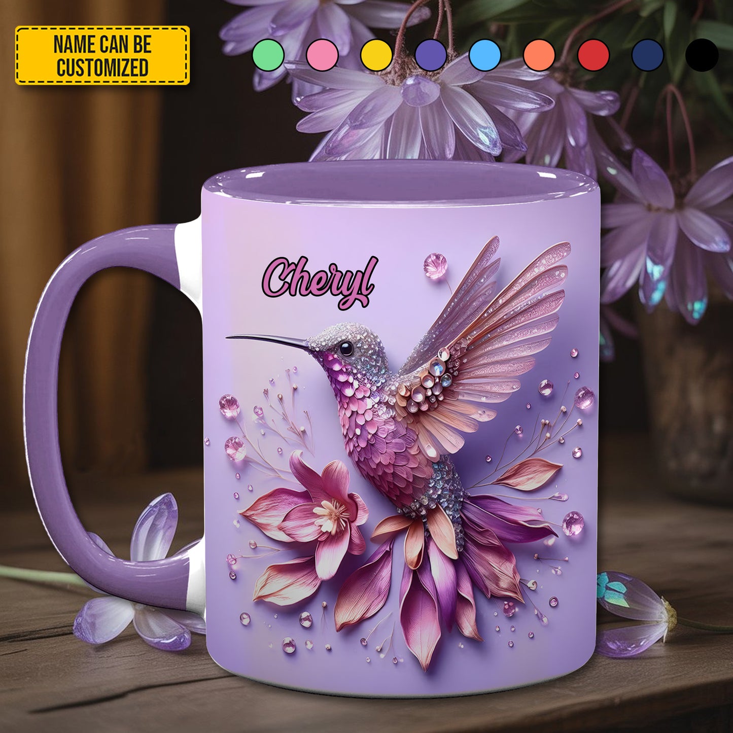 Hummingbird Accent Mug, Personalized Accent Mug
