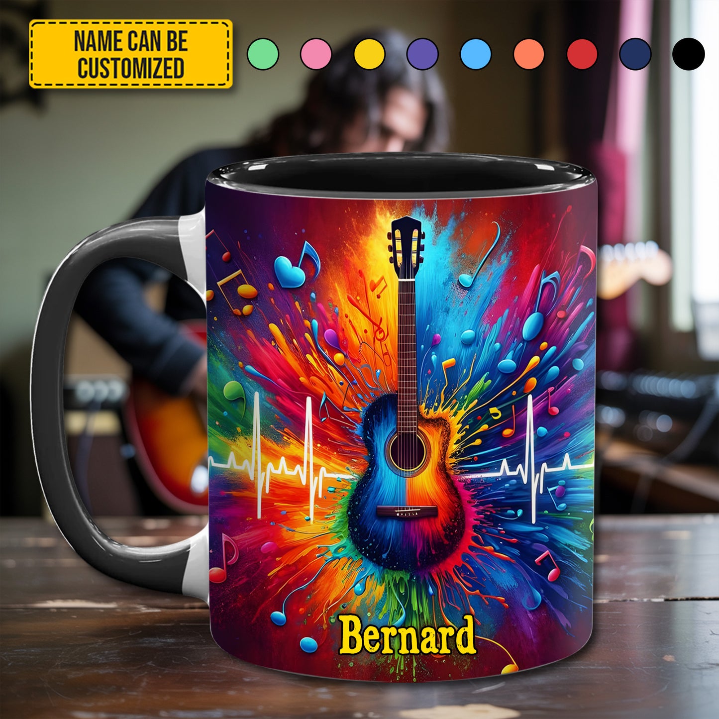 Guitar Colorful - Personalized Guitar Accent Mug
