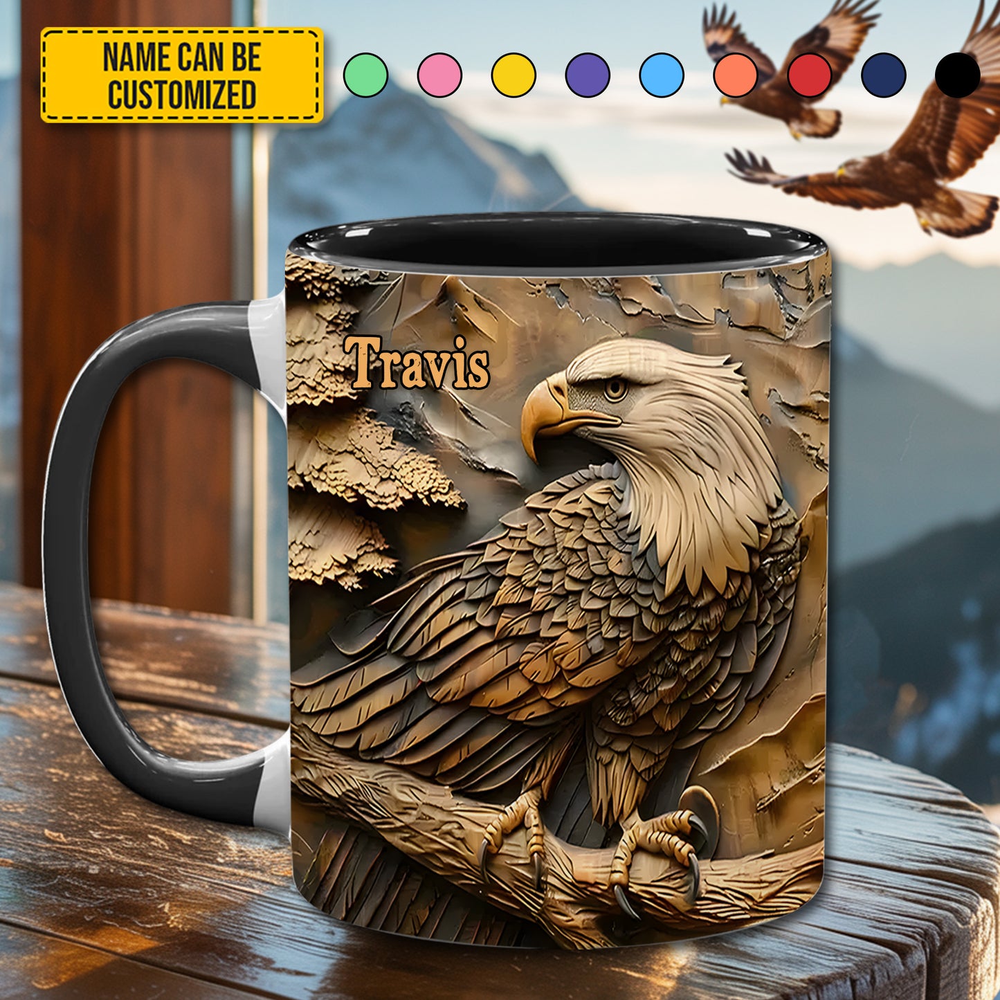 Strong Eagle - Personalized Eagle Accent Mug