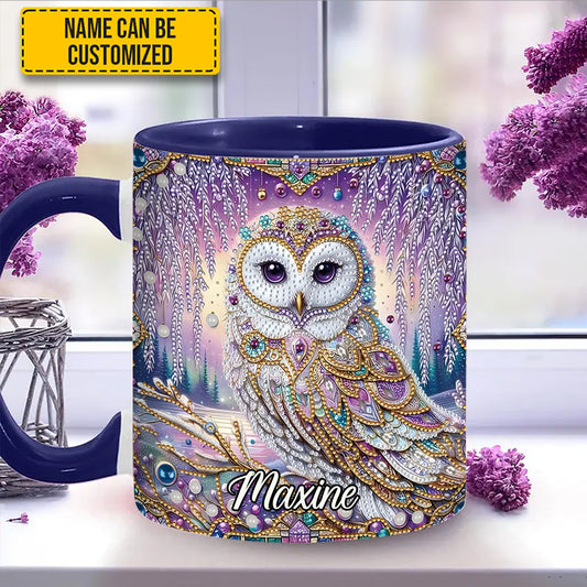 Crystal Diamond - Personalized Owl Accent Mug
