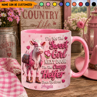 Crazy Heifer - Personalized Cow Accent Mug