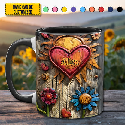 Hippie Heart Symbol - Personalized Hippie Accent Mug