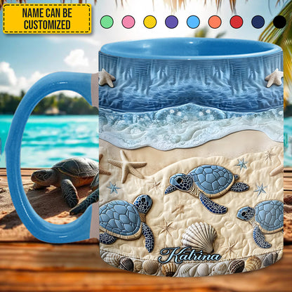 Ocean Waves Turtle - Personalized Turtle Accent Mug
