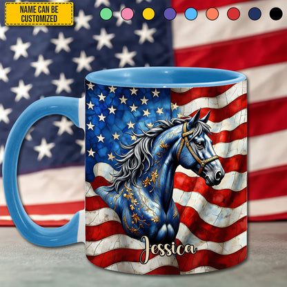Personalized Patriotic Horse Accent Mug