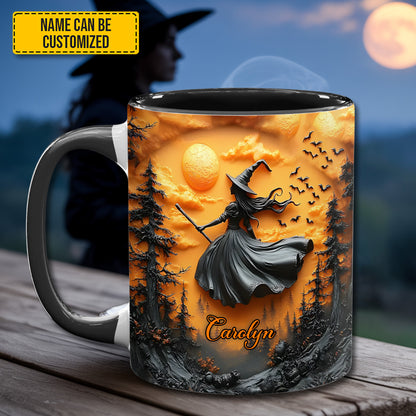 Flying Witch - Personalized Witch Accent Mug