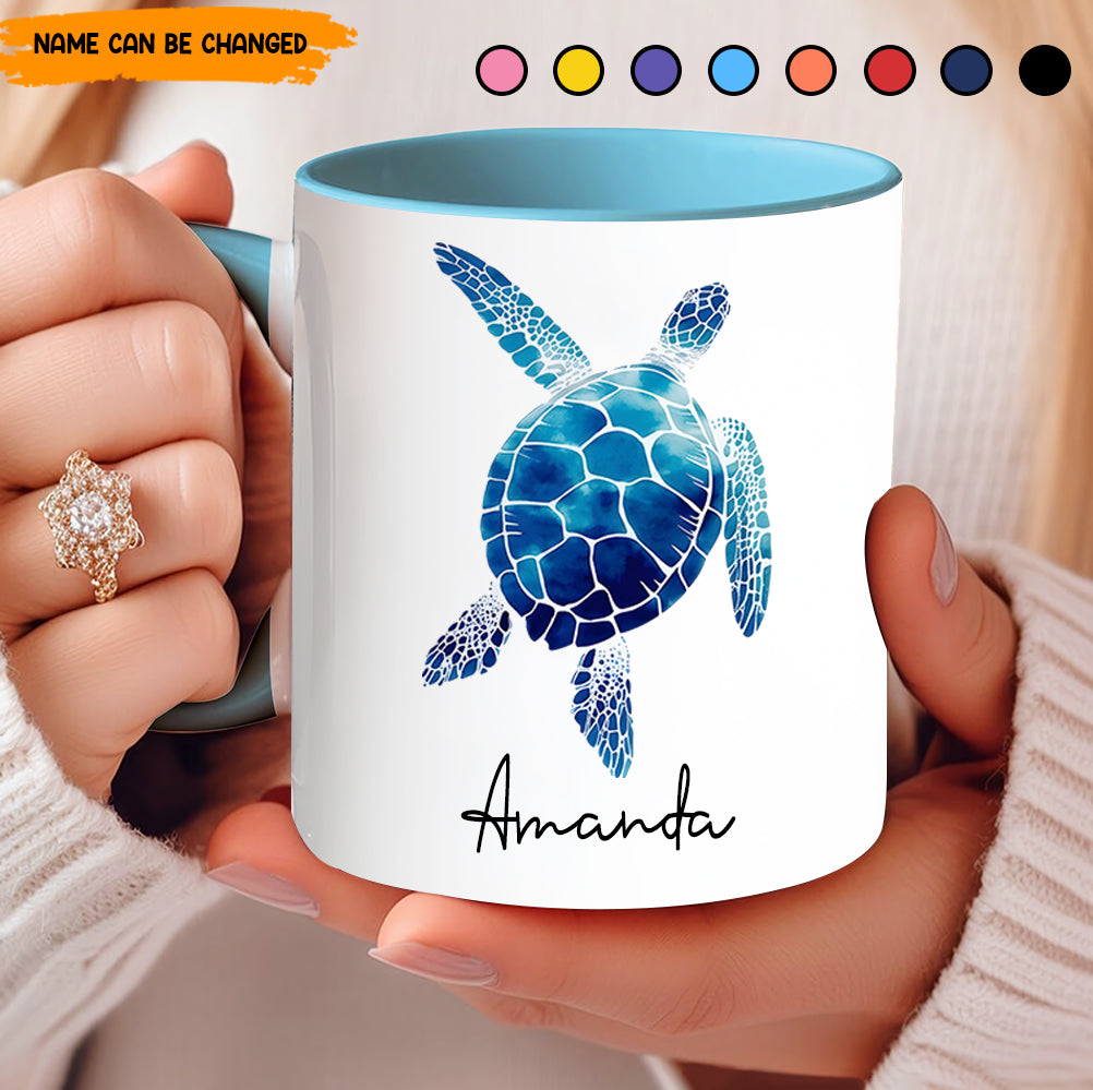 Ocean Breeze Turtle Accent Mug - Personalized Accent Mug