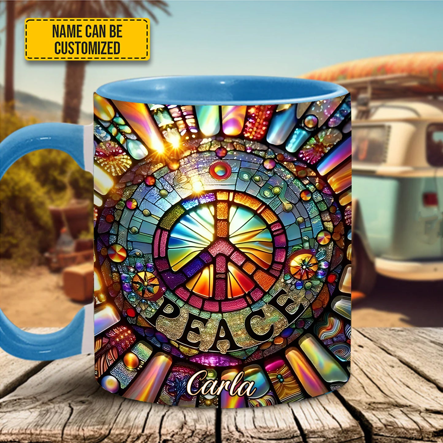 Personalized Peace Symbol Accent Mug