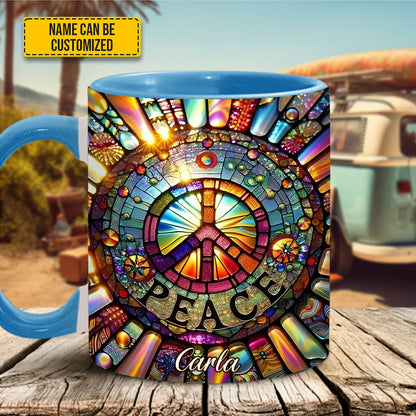 Personalized Peace Symbol Accent Mug