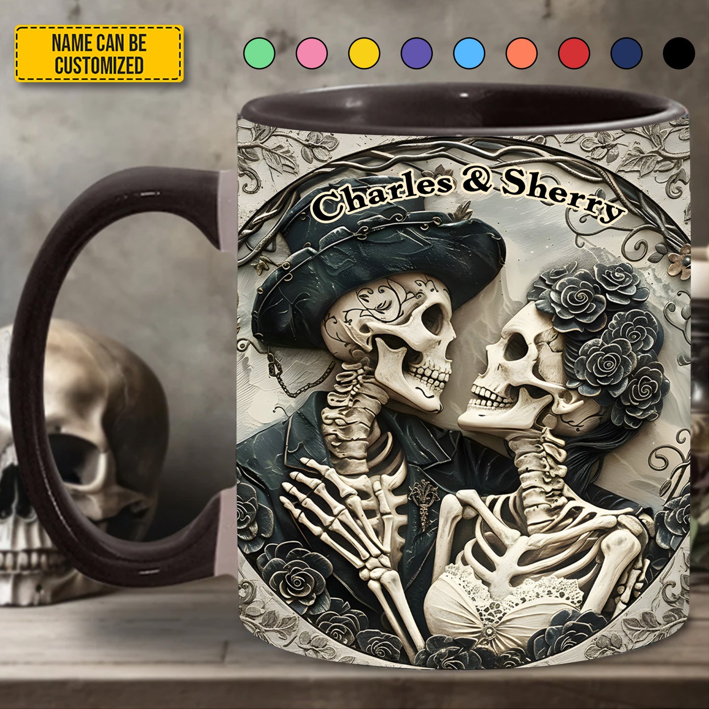 Skull Couple - Personalized SKull Accent Mug