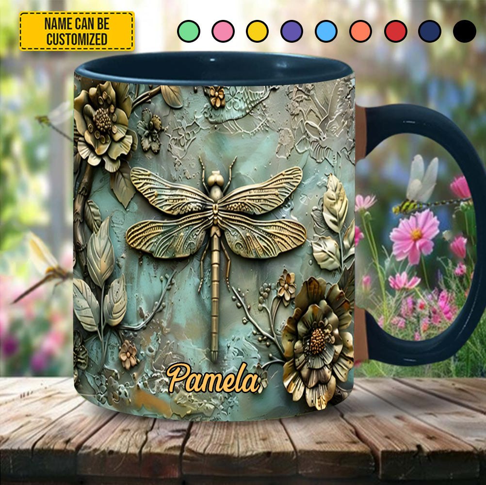 Vintage Dragonfly - Personalized Dragonfly Accent Mug