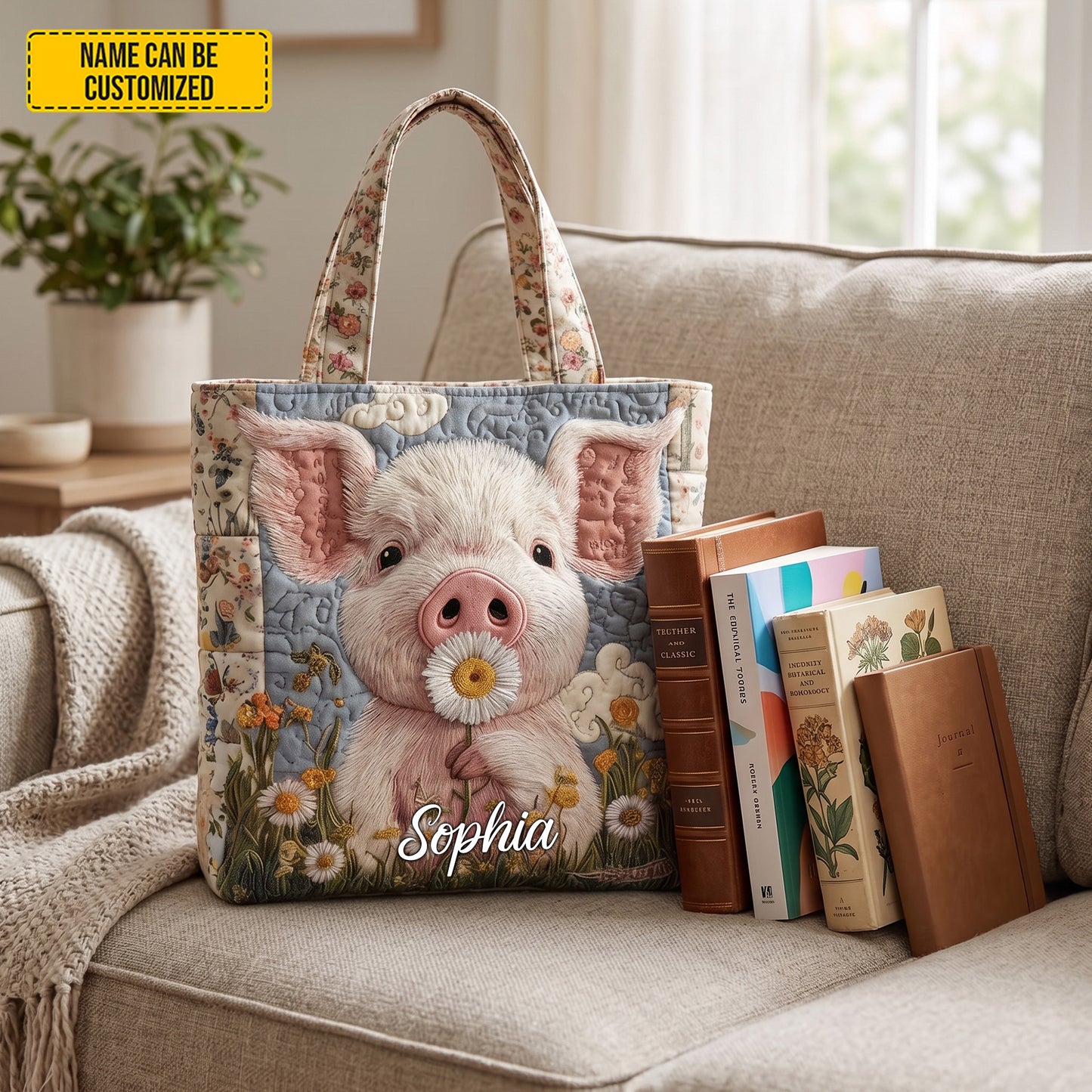 Personalized Cute Piggy Tote Bag