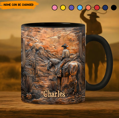 Lone Desert Cowboy – Personalized Accent Mug