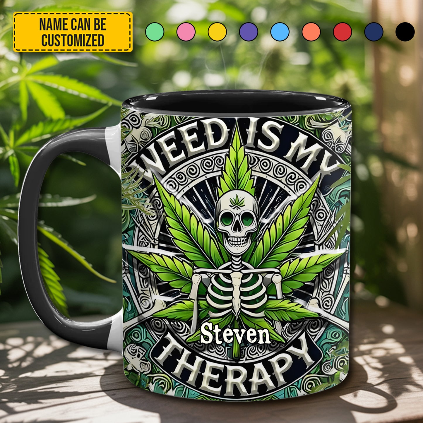 Weed Is My Therapy - Personalized Accent Mug