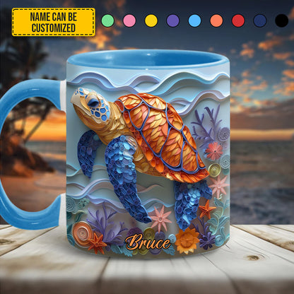 Sea Turtle - Personalized Turtle Accent Mug