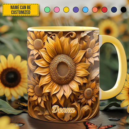 Personalized Sunflower Accent Mug