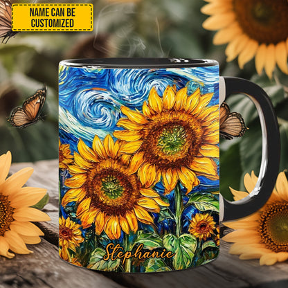Starry Bloom – Personalized Sunflower Accent Mug