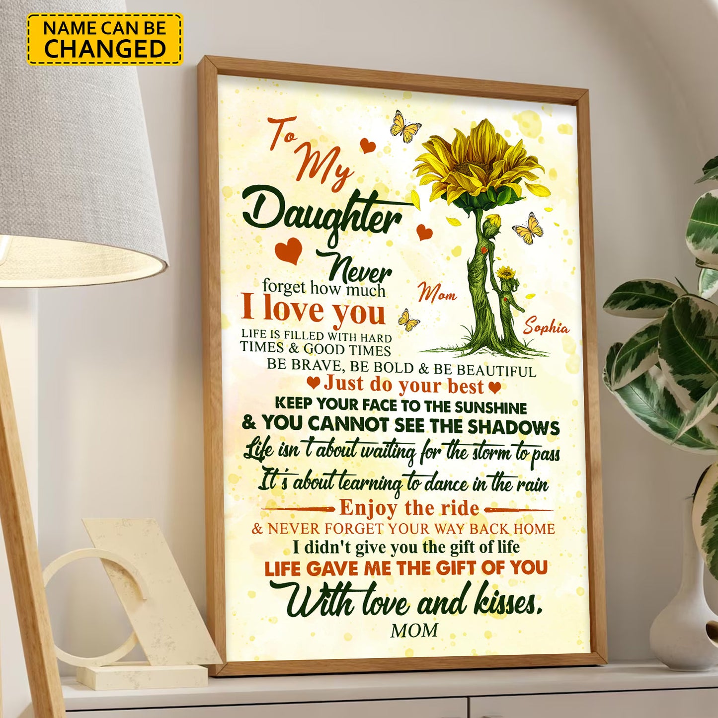 To My Daughter - Personalized Sunflower Canvas