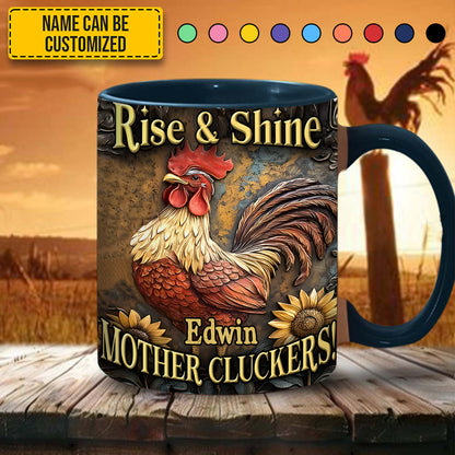 Rise & Shine - Personalized Chicken Accent Mug