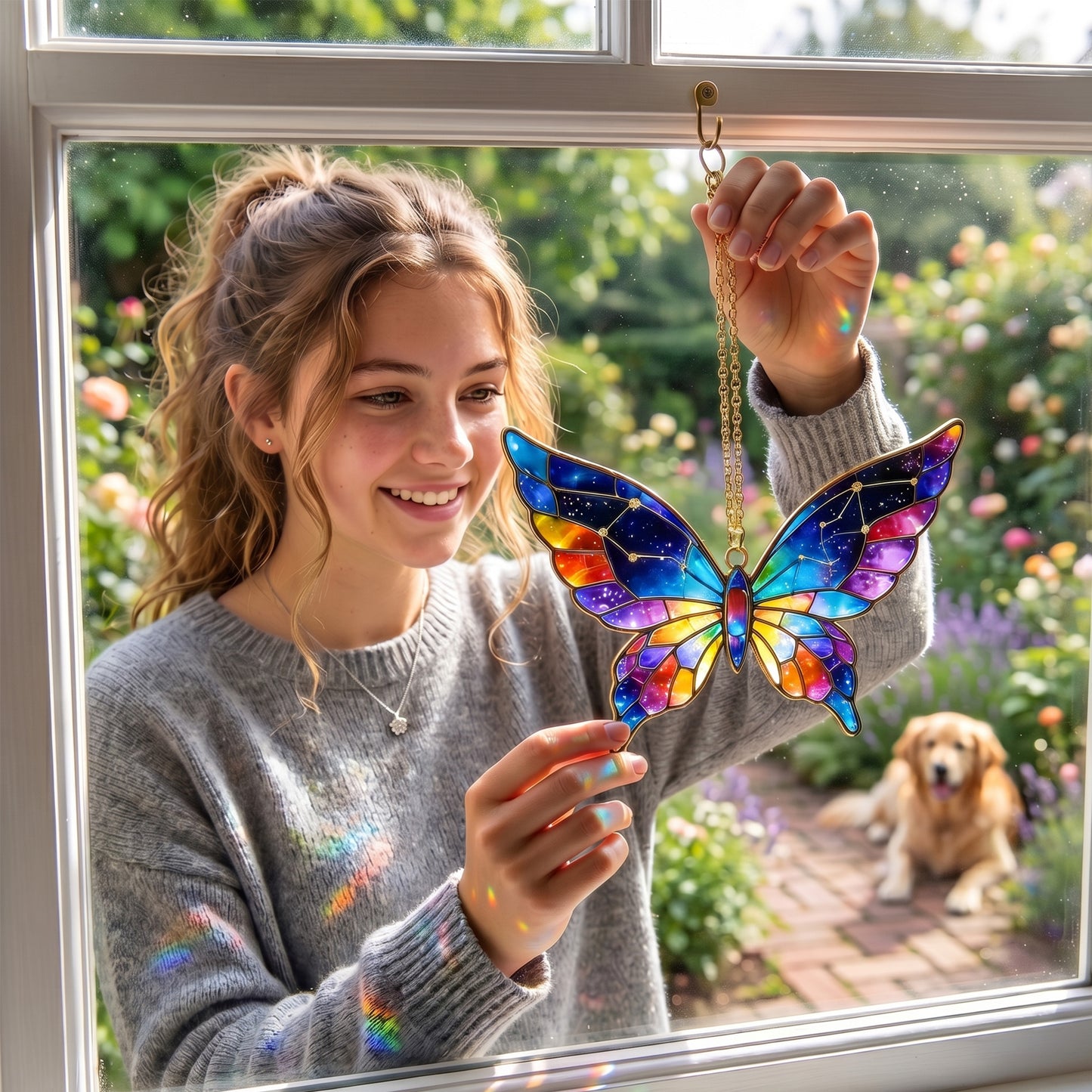 Rainbow Butterfly Window Hanging Suncatcher Acrylic