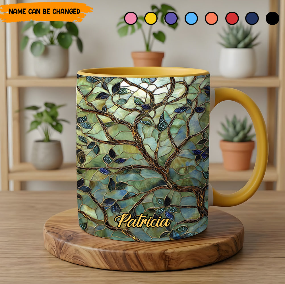 Personalized Tree Of Life Stained Glass Accent Mug