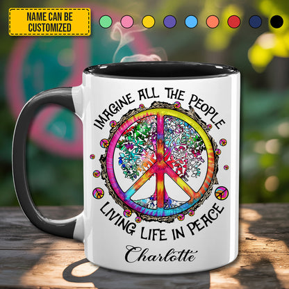 Imagine All The People - Personalized Hippie Accent Mug