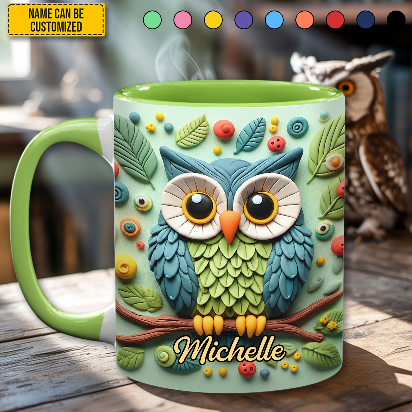 Personalized Cute Owl Accent Mug