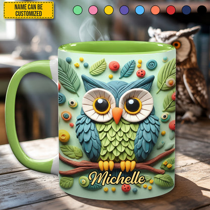 Personalized Cute Owl Accent Mug