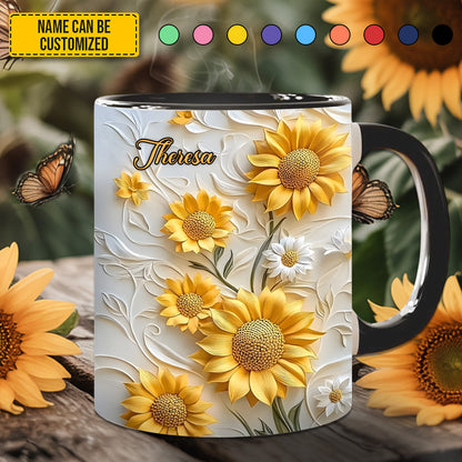 Beautiful Sunflower  - Personalized Accent Mug