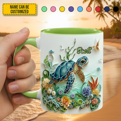 Personalized Turtle Ocean Accent Mug