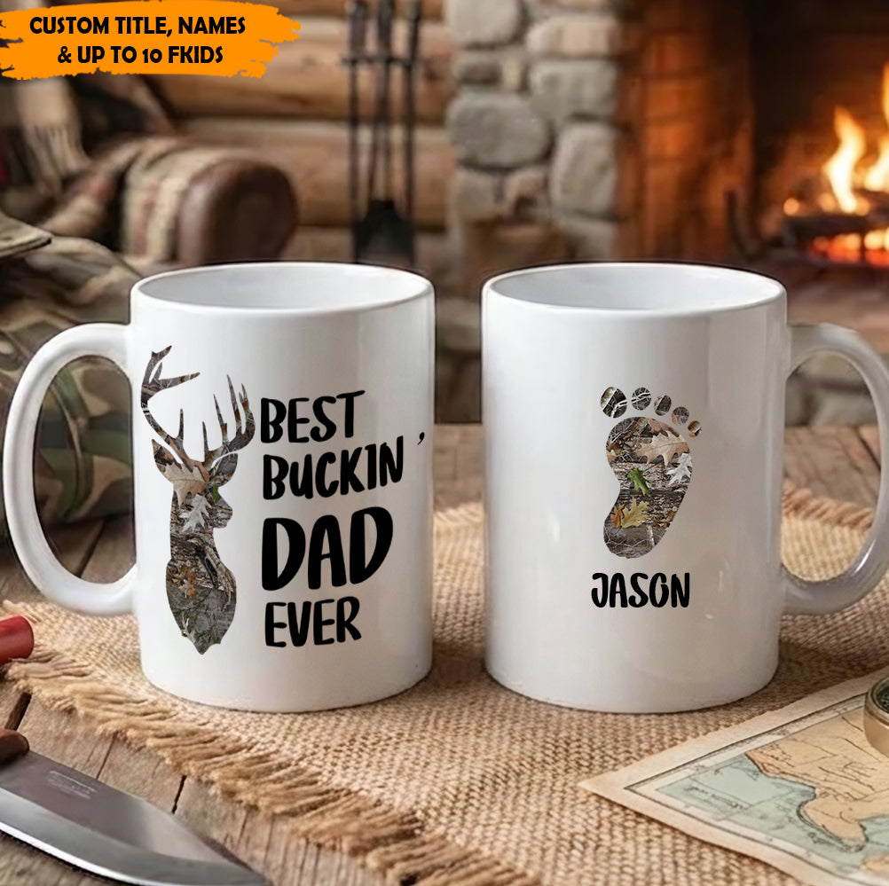 Best Buckin’ Dad Ever – Family Footprint White Mug