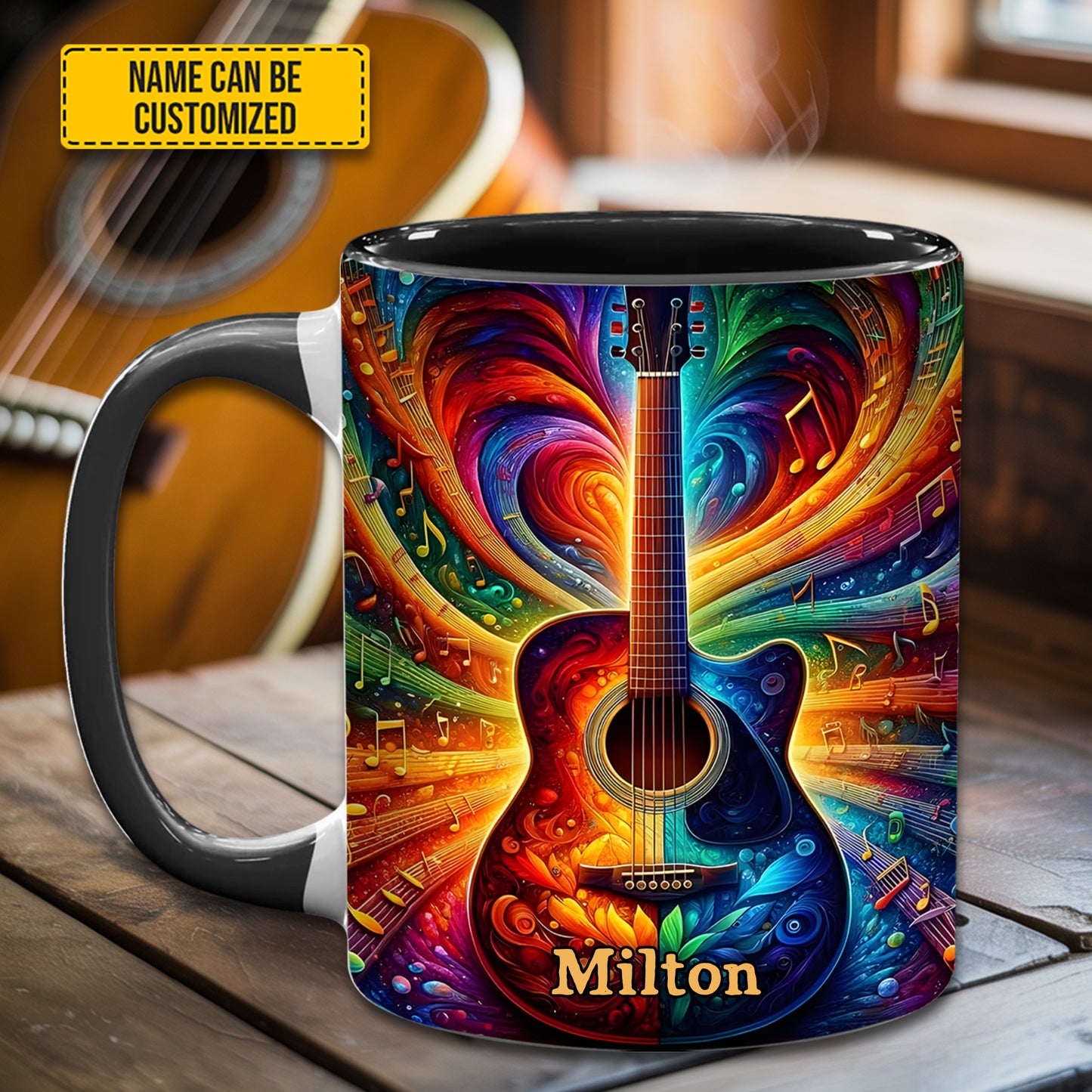 Personalized Colorful Guitar Music - Accent Mug