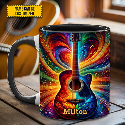 Personalized Colorful Guitar Music - Accent Mug