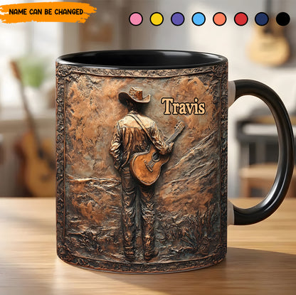 Rustic Guitar Cowboy – Personalized Accent Mug