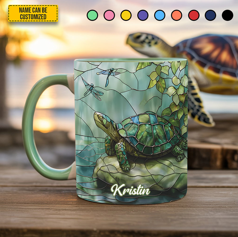 Personalized Stained Glass Turtle Ocean Accent Mug